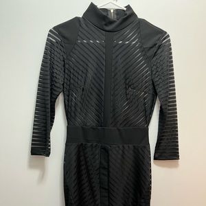 Fashion Nova Black Striped Pattern Longsleeve Mini